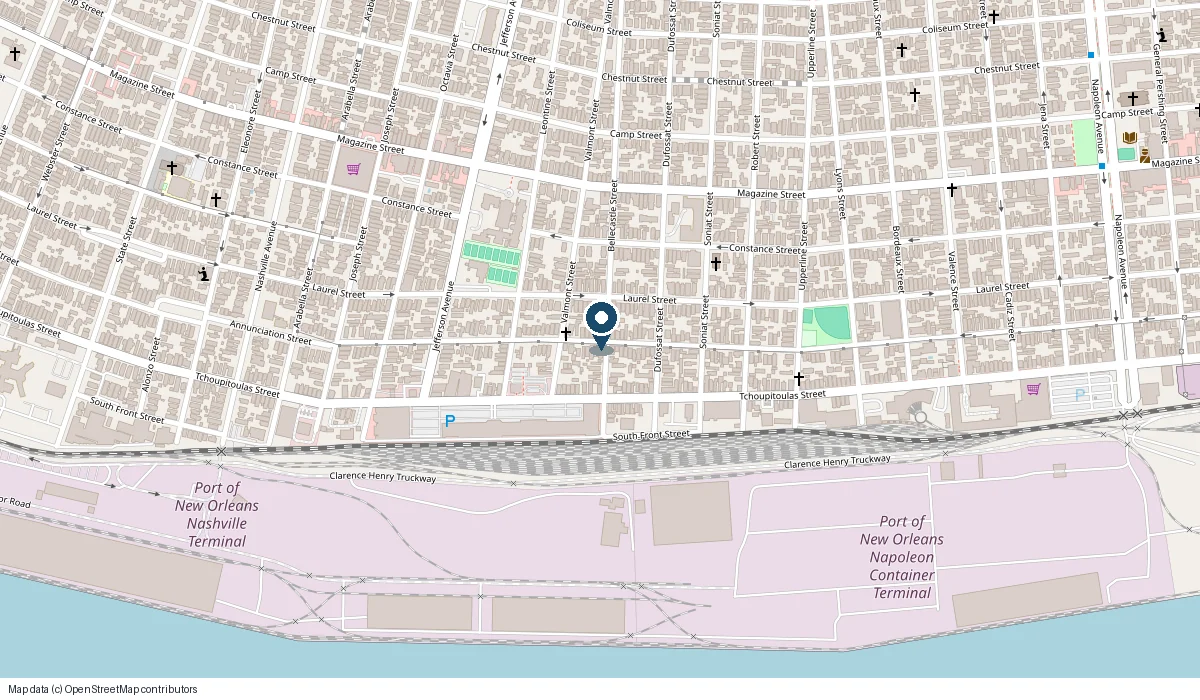 Map showing the location of Domilise's Po-Boy & Bar